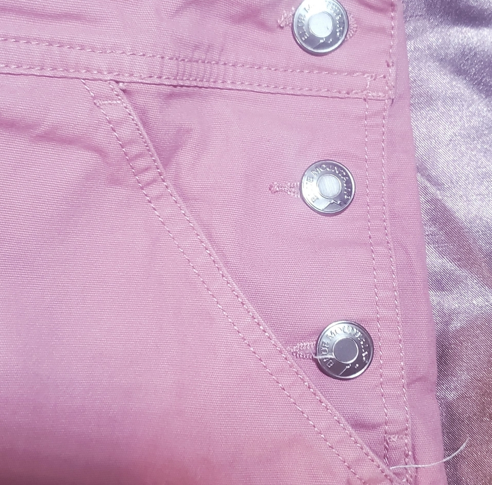 BLUE MOUNTAIN Women's Canvas Bib Shortall Overall Shorts Color Pink Solid - Picture 8 of 8